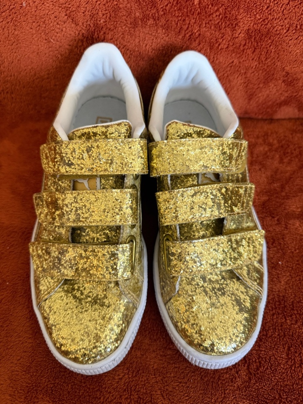 Puma Gold Glitter Velcro Sneakers